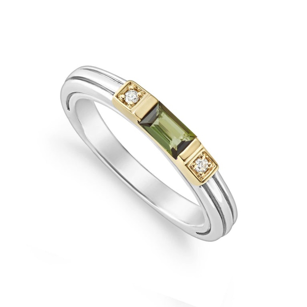 LAGOS CAVIAR COLOR Green Tourmaline and Diamond Stacking Ring